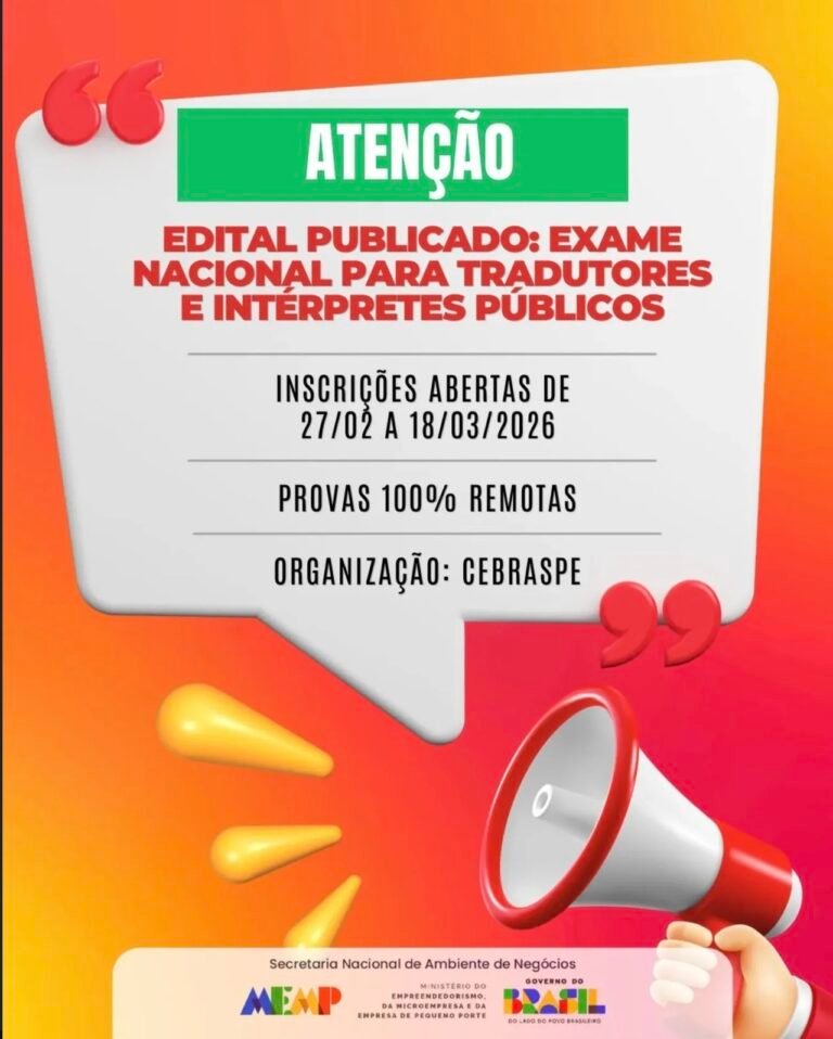 Ministério do Empreendedorismo lança edital de certificação profissional para tradutores e intérpretes.